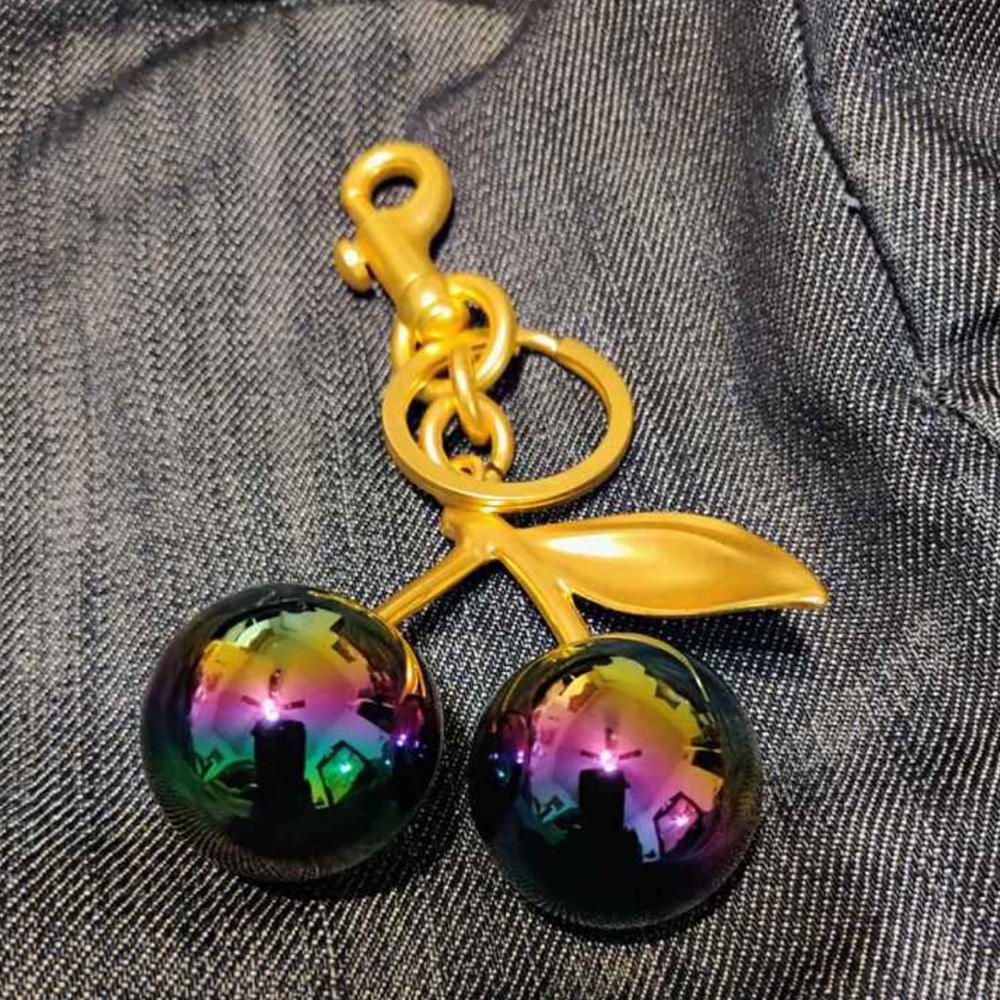 Gold and Multicolor Cherry Keychain